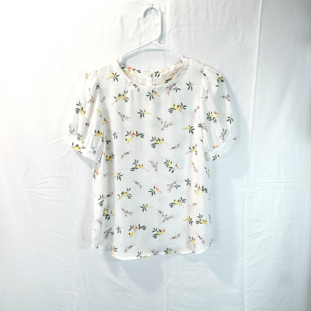 LOFT White Floral Blouse